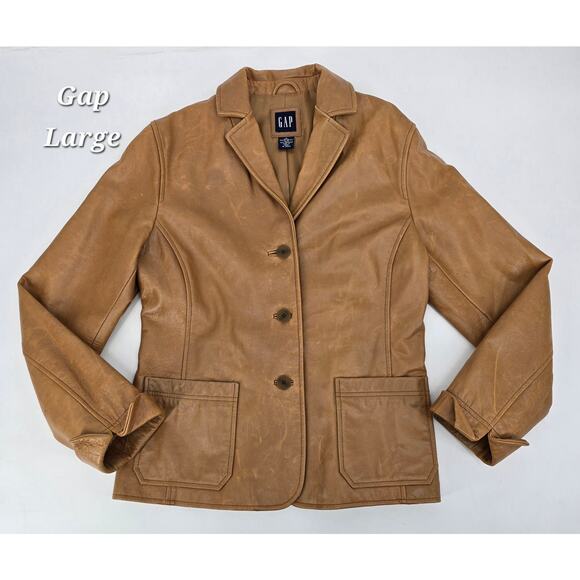 GAP Vintage Y2K Genuine Leather Blazer Jacket (SPR-2002) - Picture 1 of 4